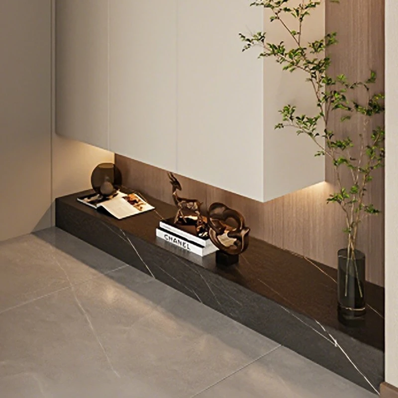 Minimalist beige floating shoe cabinet (2)