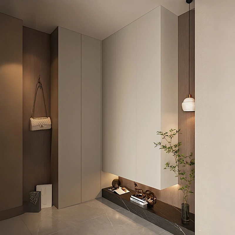 Minimalist Beige Floating Shoe Cabinet