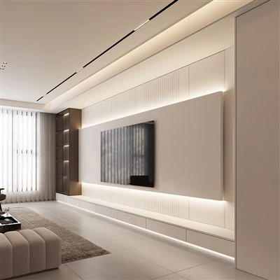 Wal Teledu Panel Mawr Beige